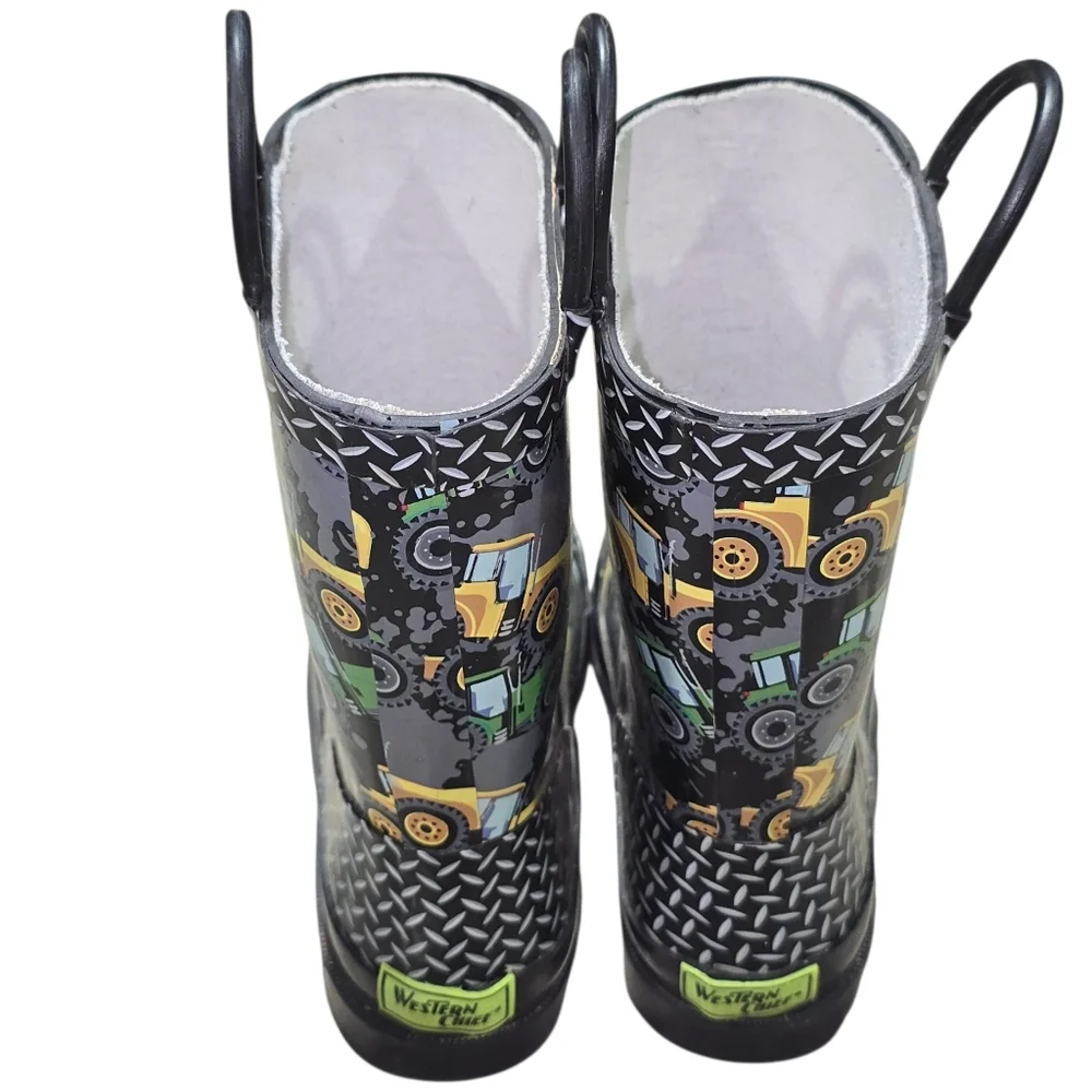 Western Chief Black Boys Tractor Rain Boots Size 11/12